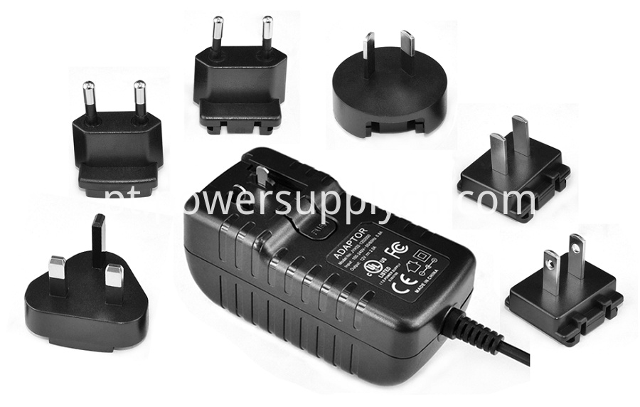 Adaptador de Alimentação DC de Tomada CA 18V1A Destacável 18V1A Detachable Plug AC DC Power Adapter